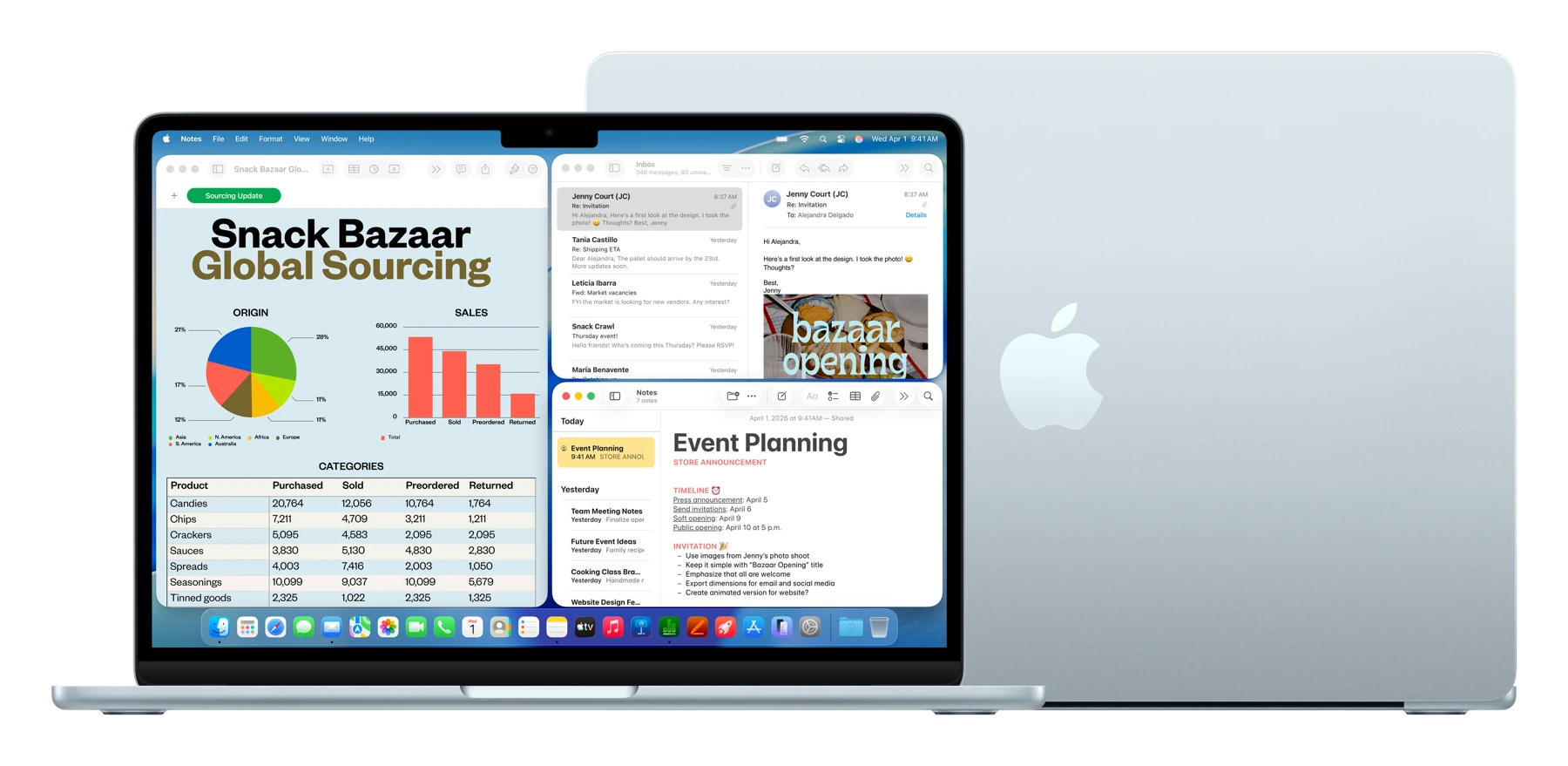Two MacBook Air computers with business applications on screen