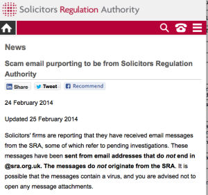 SRA Scam Email